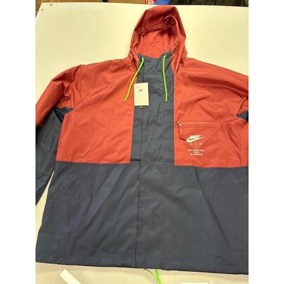 NWT Nike Air Woven Lined Jacket Full-Zip Hooded Colorblock Red/Navy Mens Sz XL - Picture 6 of 14